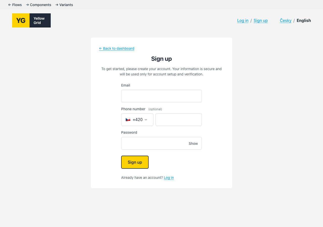 Step 3 — Sign up preview